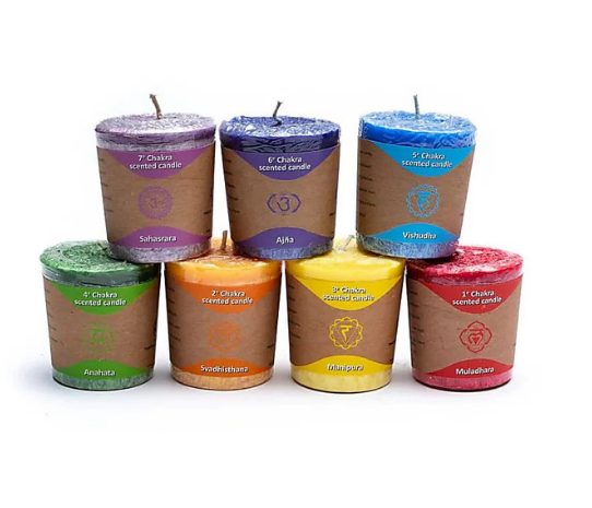 7 Chakra Candle Set with Essential Oils - Meditation & Reiki Gift Set Eco Incense
