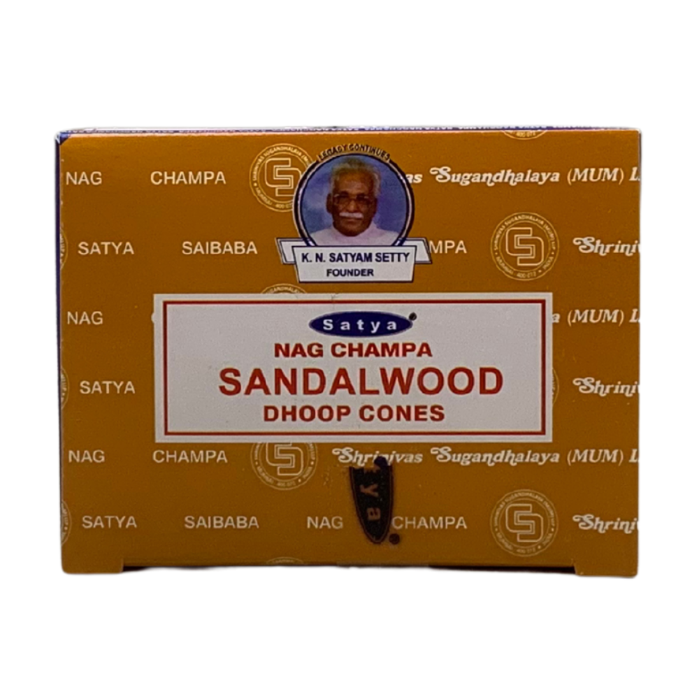 Satya Sandalwood Dhoop Cones – Warm Woody Calm Satya