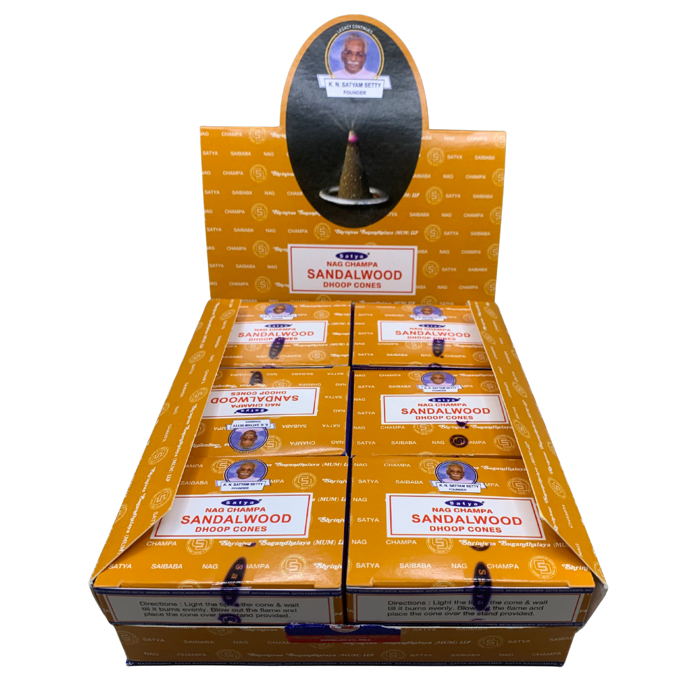 Satya Sandalwood Dhoop Cones – Warm Woody Calm