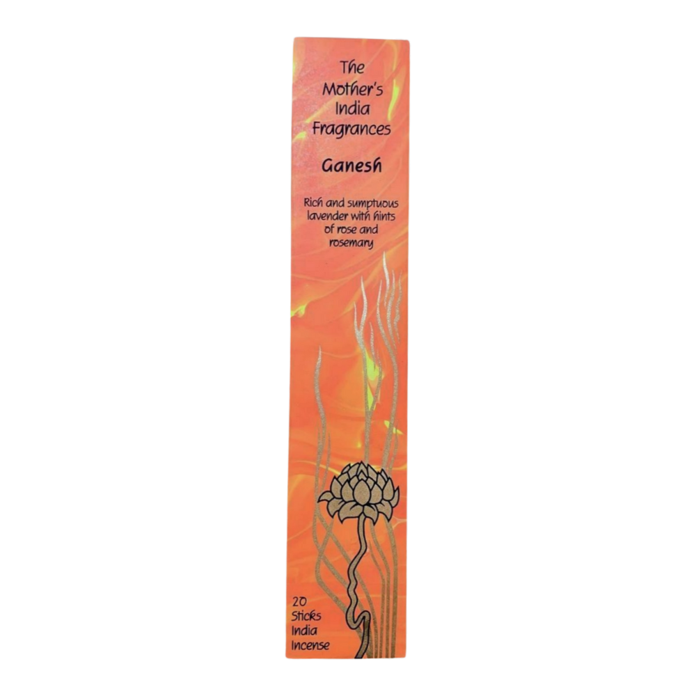 Mother's India Ganesh - Lavender, Rose, Patchouli & Amber Blend (20 Sticks) Fair Trade Mother's India