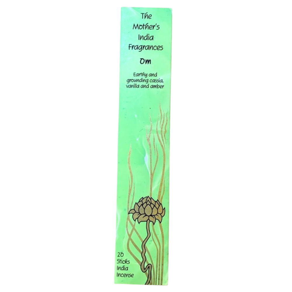Mother's India Om Incense with Vanilla, Amber & Cassia Blend (20 Sticks) Fair Trade