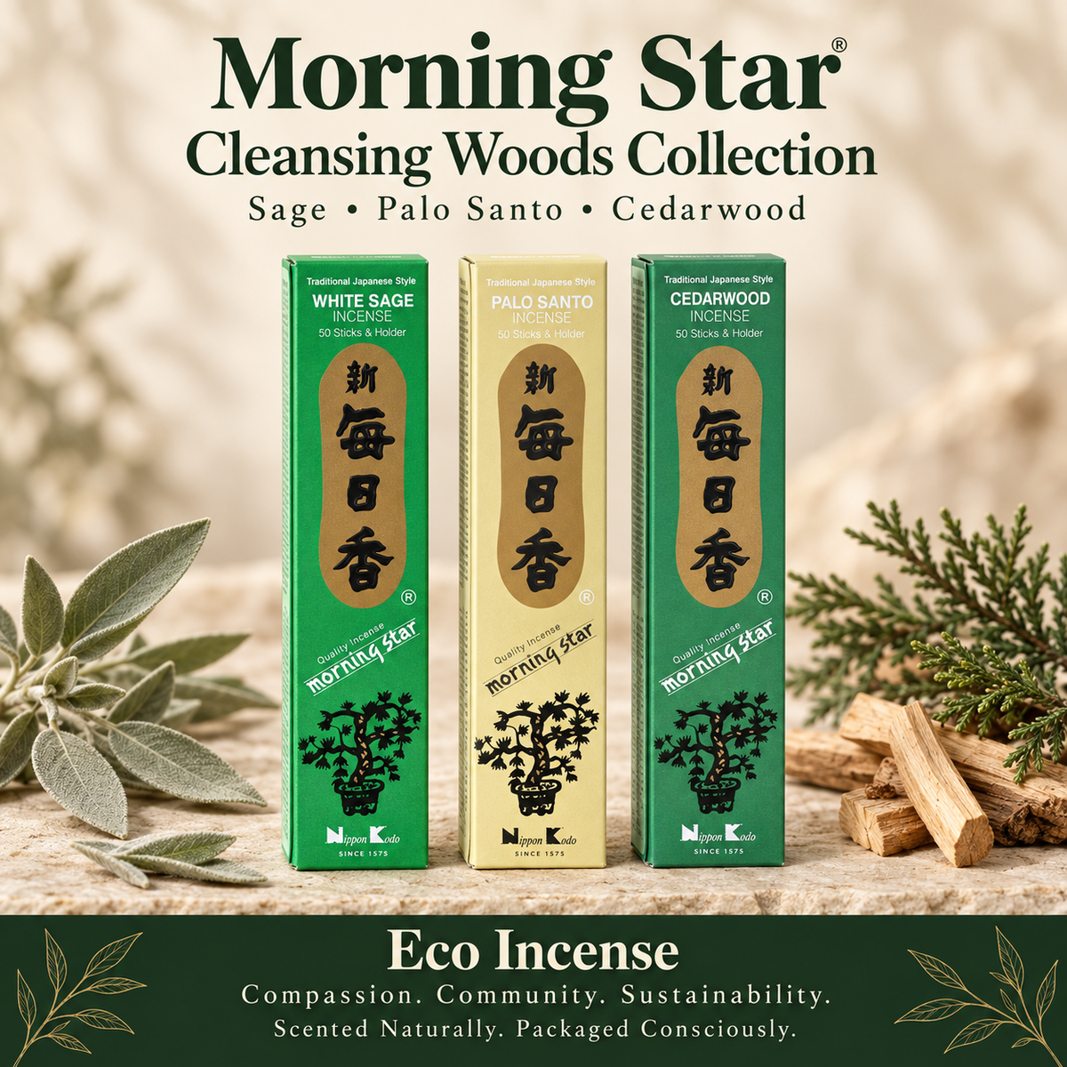 Morning Star Cleansing Woods Collection - Sage, Palo Santo & Cedarwood
