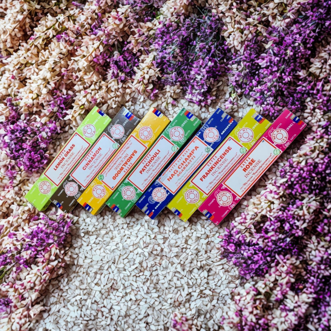 Satya Earth & Sky Incense - Elemental Balance Pack | Patchouli, Lemongrass, Cinnamon, Lotus, Sandalwood | Five Elements Harmony