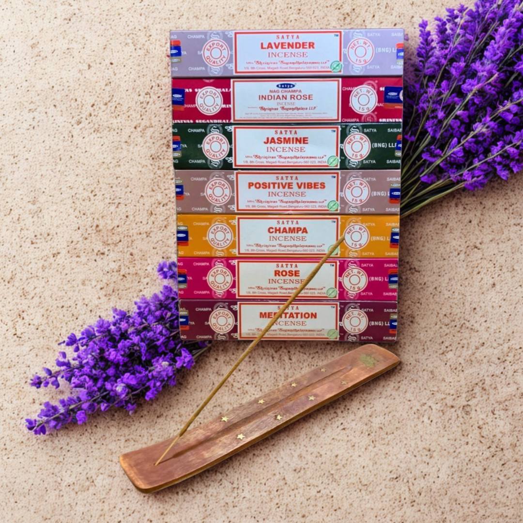 Satya Harmony Within Incense - Women's Wellness Set | Rose, Jasmine, Lavender, Lotus, Tranquility | Hormone Balance & Moon Cycle