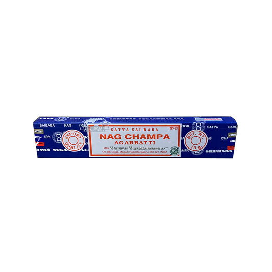 Box of Satya Nag Champa Incense on a white background
