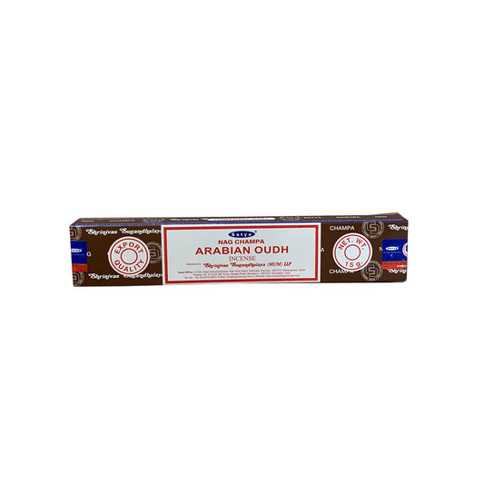 Box of Nag Champa Arabian Oudh incense on a white background