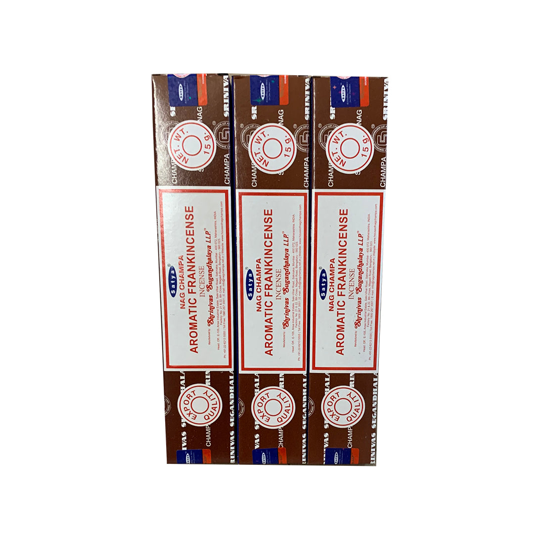 Box of Aromatic Frankincense sticks with visible branding on a white background