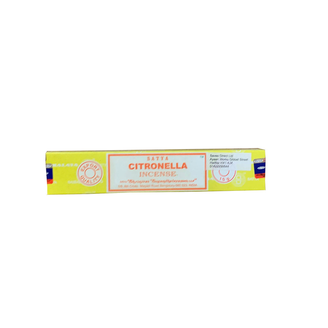 Satya Citronella Incense Sticks – Natural Insect Repellent & Uplifting Aroma