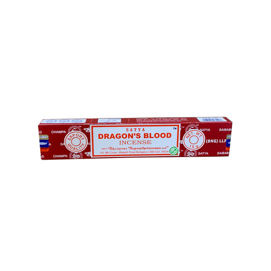 Box of Satya Dragon's Blood incense on a white background