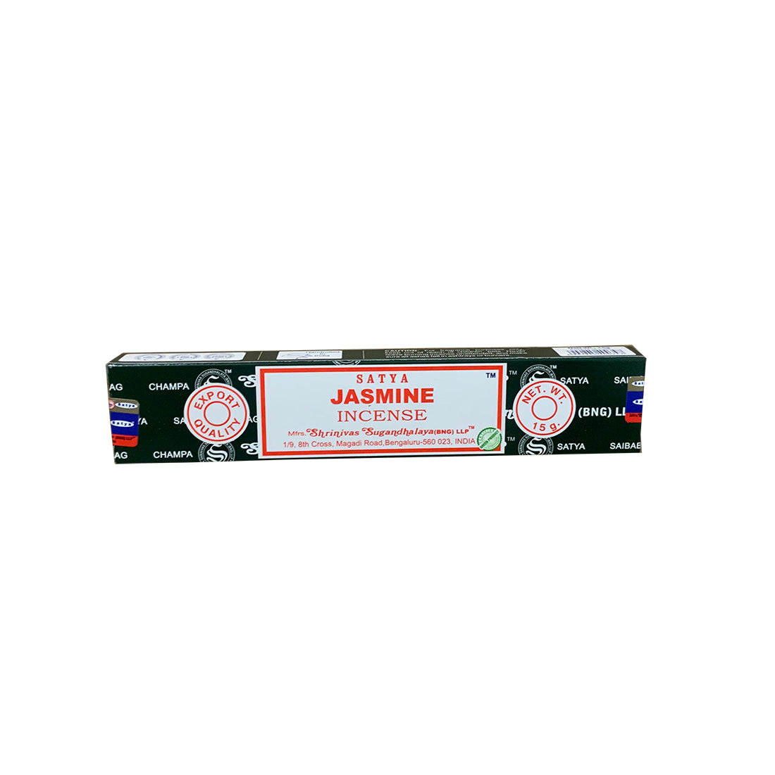 Box of Satya Jasmine Incense on a white background