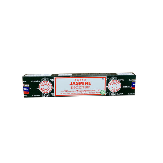 Box of Satya Jasmine Incense on a white background
