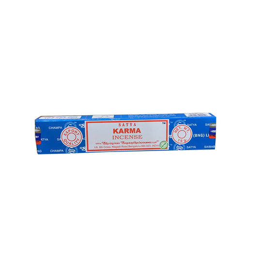 Satya Karma incense packaging on a white background