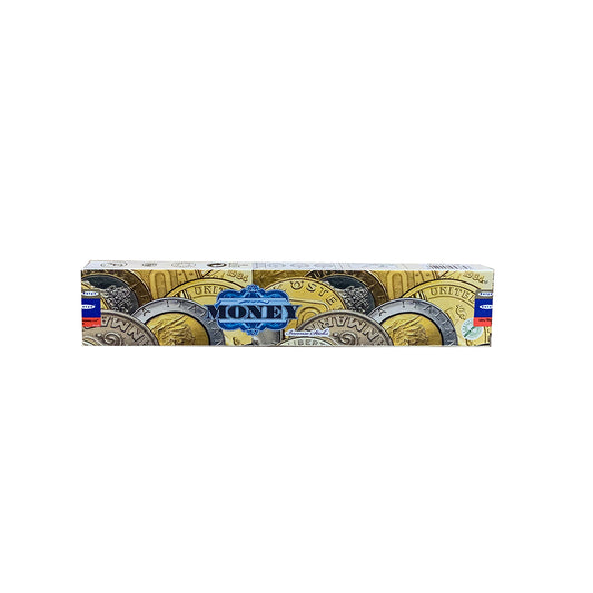 Pack of One brand pencils with a design of coins on the packaging.
