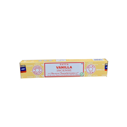 Box of vanilla incense on a white background