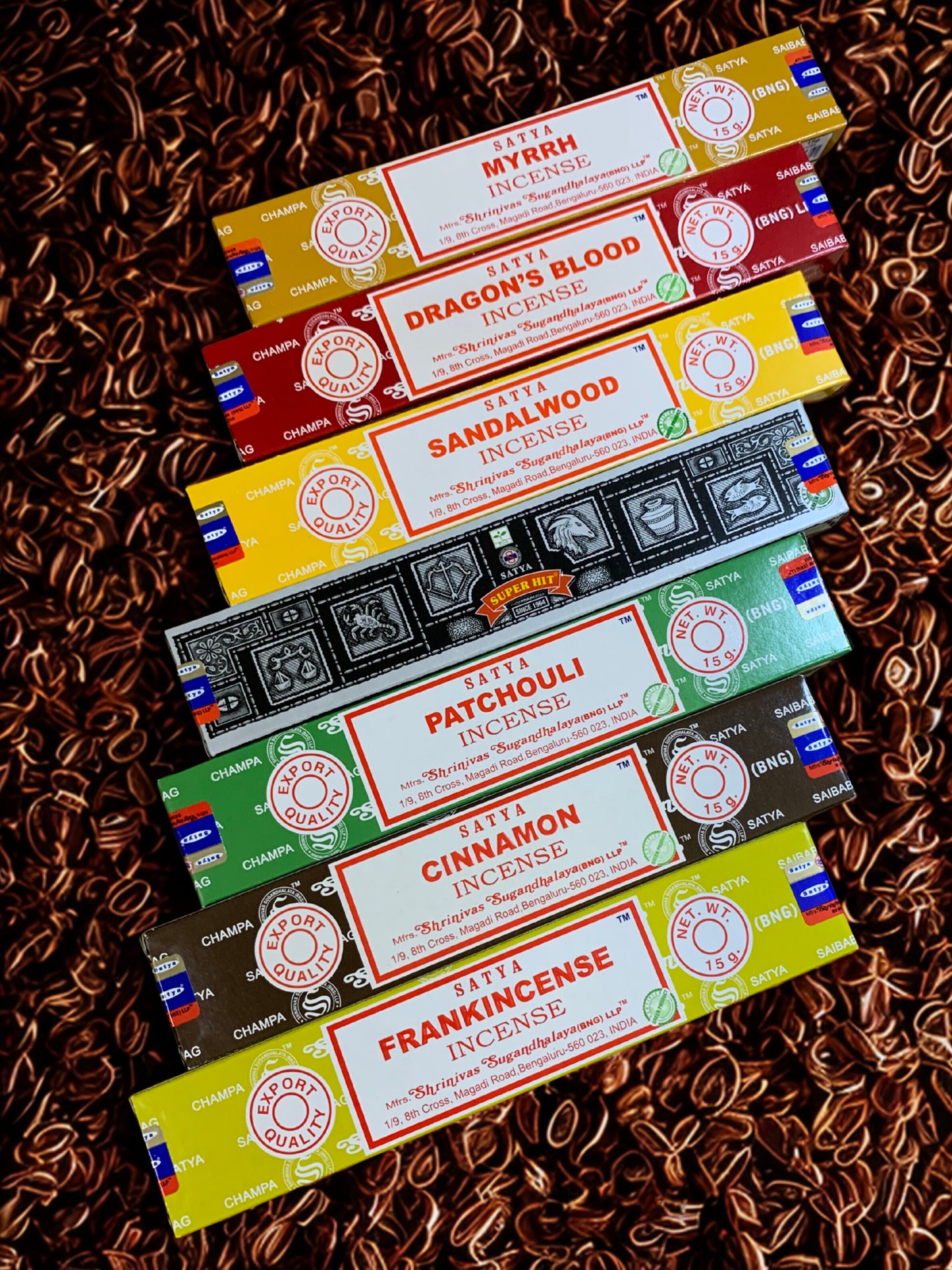 Satya Sacred Fire Incense - Energy & Focus Boosting Set | Dragon's Blood, Cinnamon, Super Hit | Warming & Motivating Scents