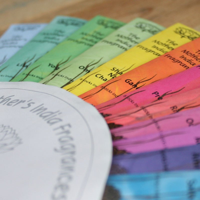 The Mother's India Fragrances - fan with twelve fragrances