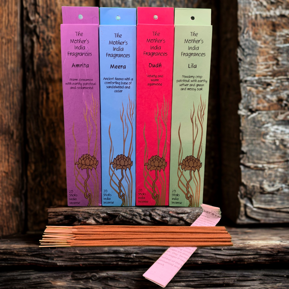 Mother India – Protection & Energy 4-Pack Incense Bundle (Amrita, Meera, Lila, Oudh)