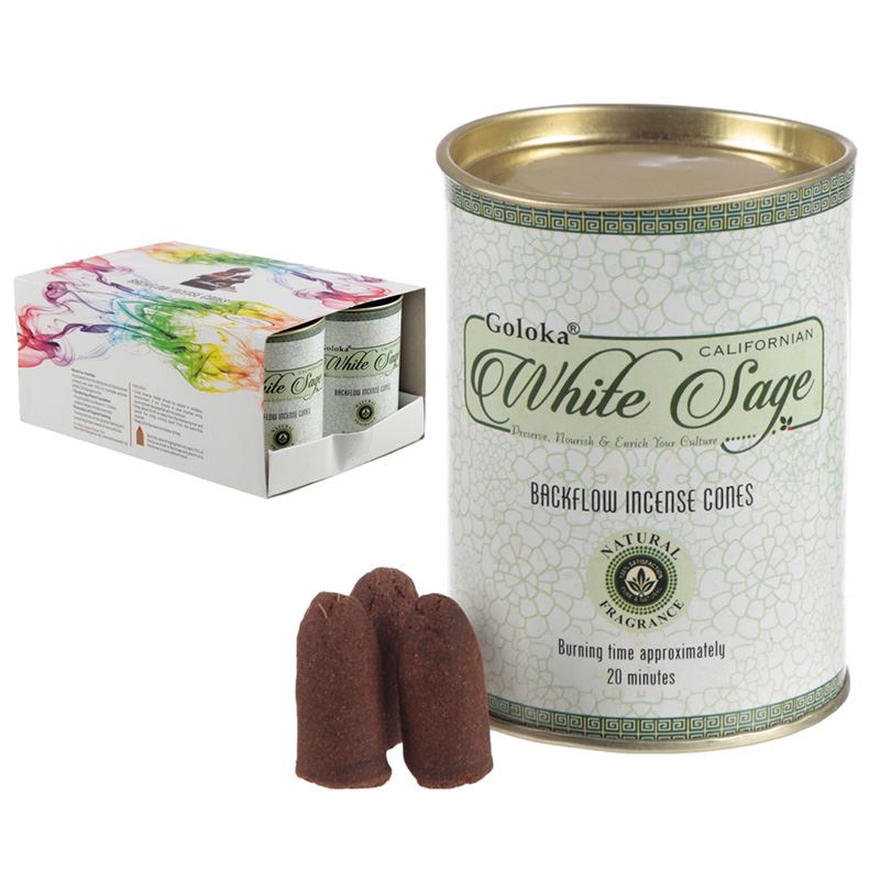 EcoIncense Goloka Backflow White Sage Incense Cones INC500 Cleansing