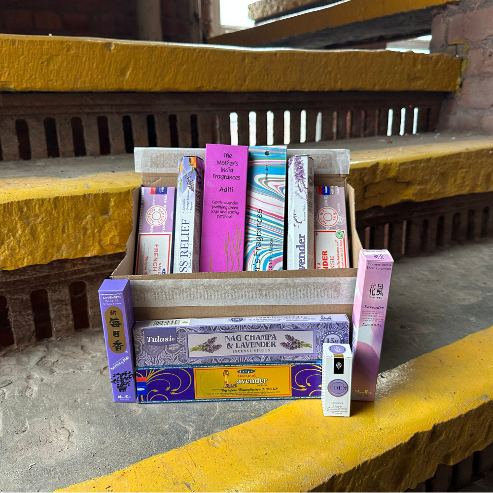 Lavender incense discovery set featuring multiple lavender incense varieties for relaxation and stress relief