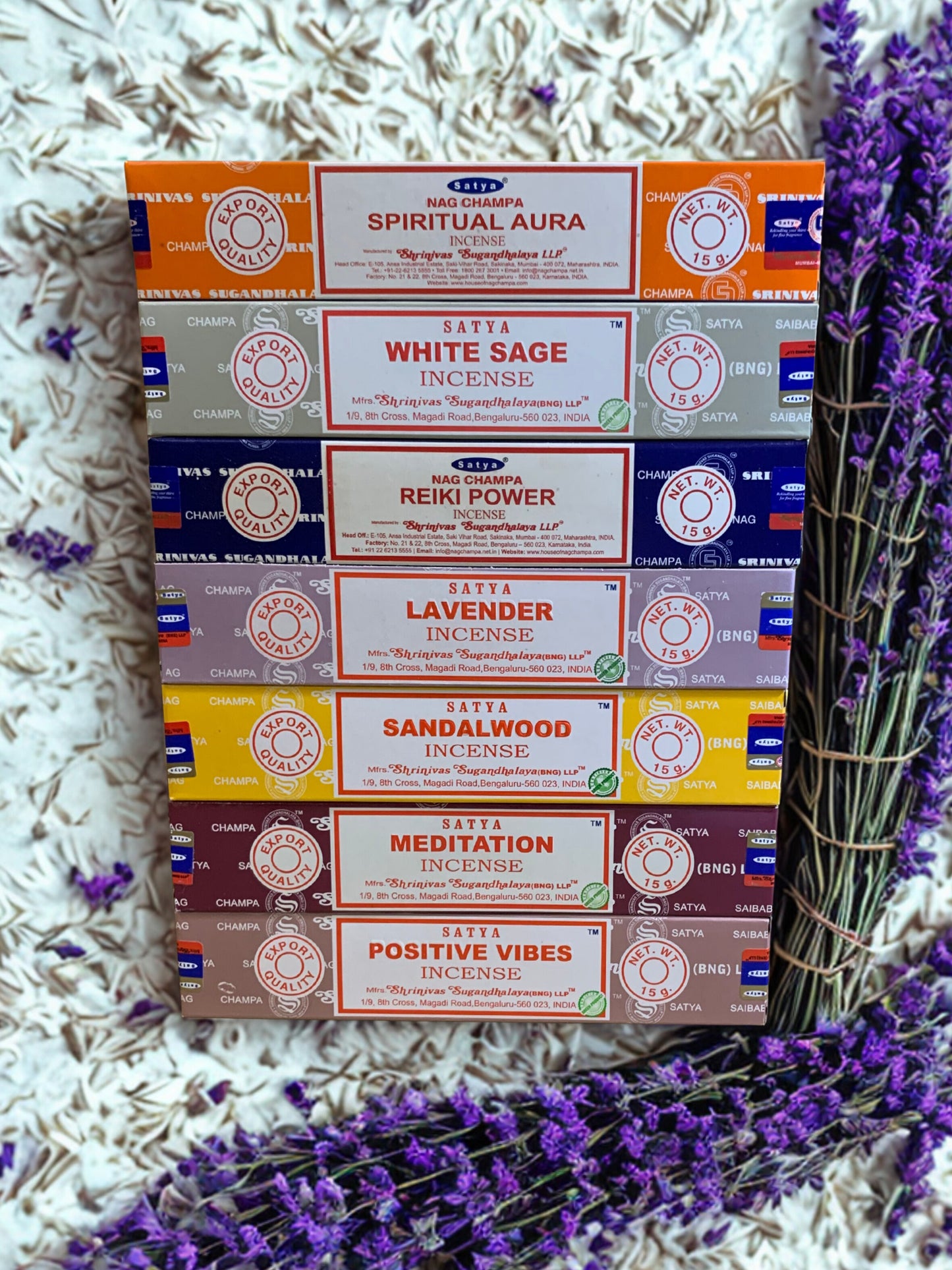 Satya Tranquil Qi Incense – Grounding & Calming Ritual Set | White Sage, Sandalwood, Lavender, Meditation Satya
