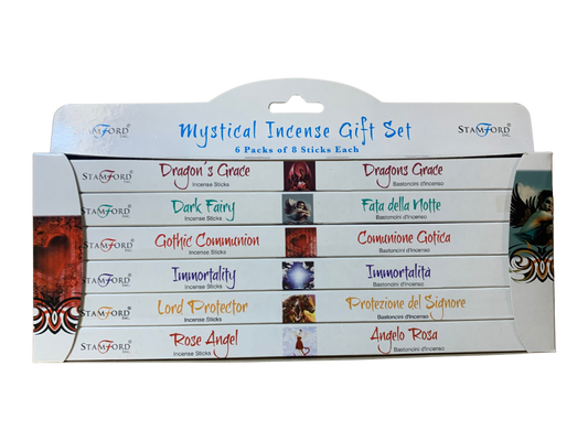 Stamford Mystical Incense Gift Set – 6 assorted scents (Dark Fairy, Dragon’s Grace, Gothic Communion, Rose Angel, Immortality, Lord Protector) – 6×8 sticks
