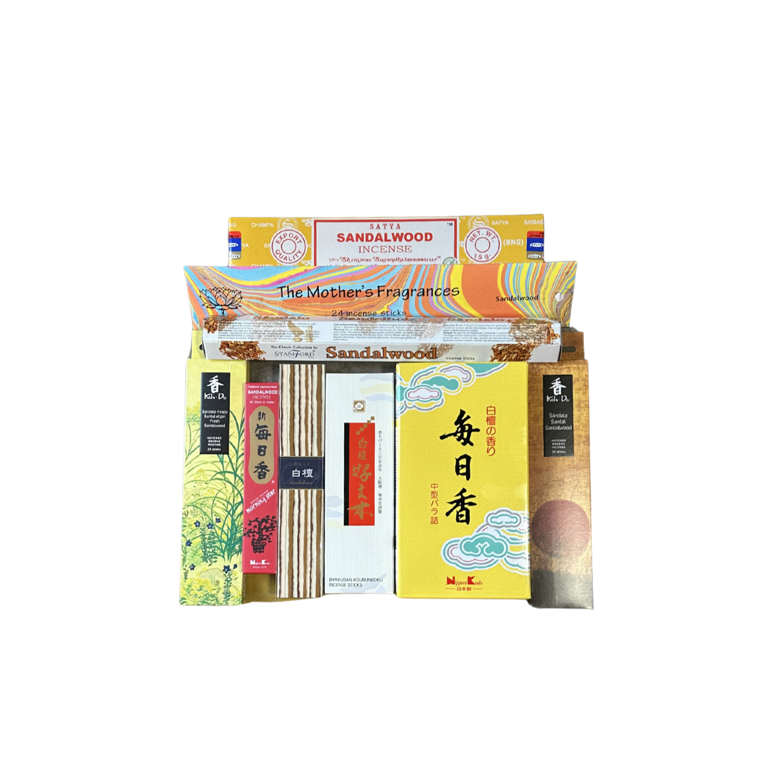 Ultimate Sandalwood Incense Bundle - 9 Packs Japanese & Indian Premium Collection Eco Incense