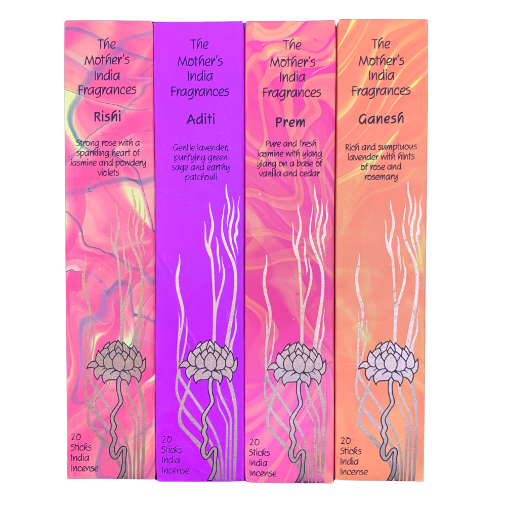 Mother India – Love & Harmony 4-Pack Incense Bundle (Aditi, Prem, Rishi, Ganesh)