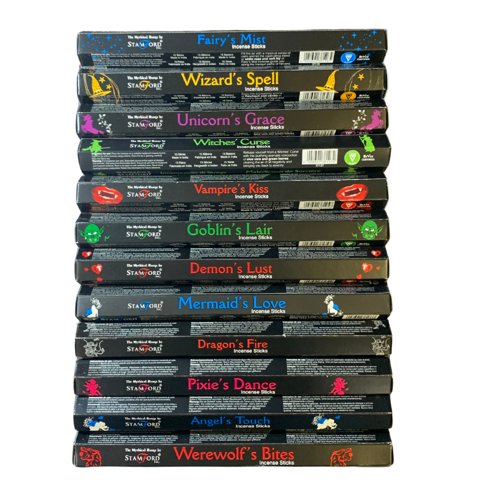 Stamford Mystical Variety Incense Set 12 Packs x 15 Sticks – Vegan & Natural