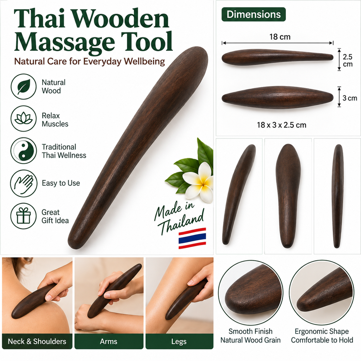 Wooden  Massage Long Spoon