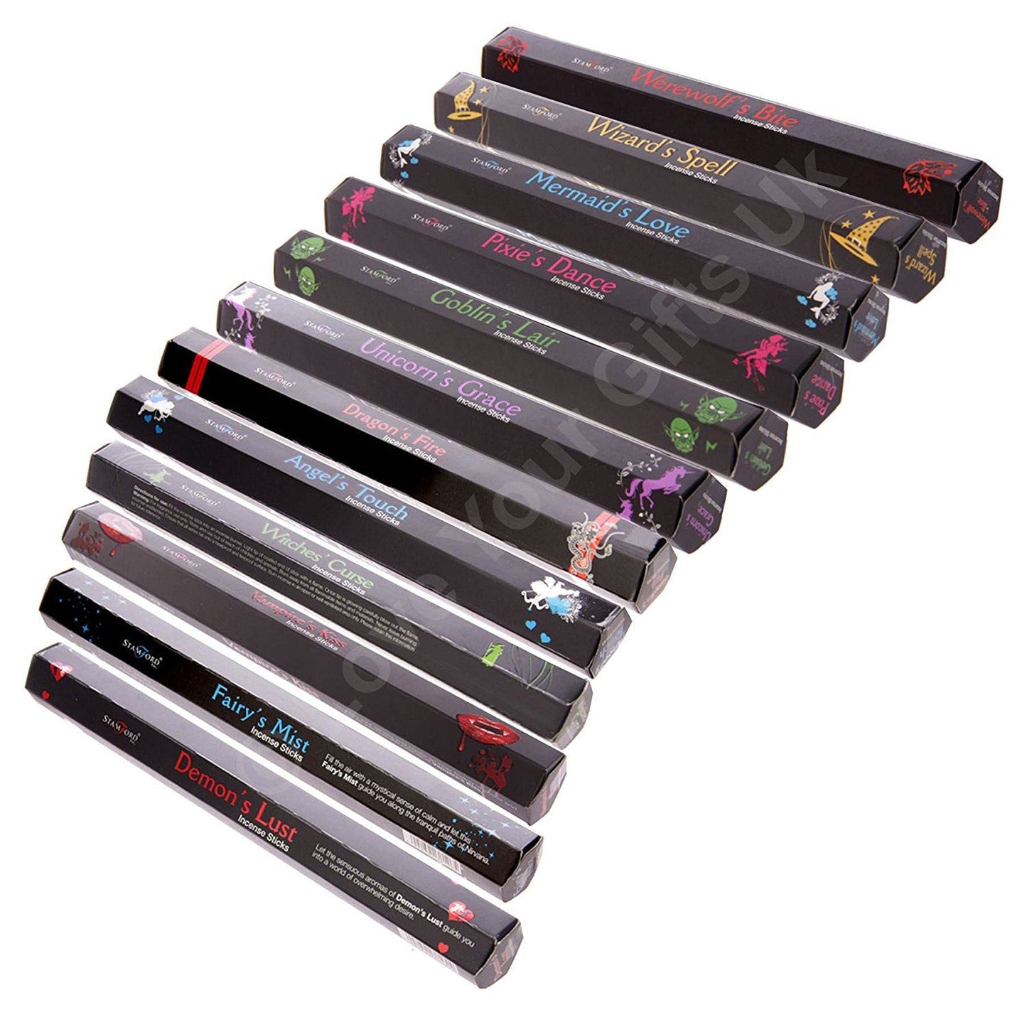 Stamford Mystical Variety Incense Set 12 Packs x 15 Sticks – Vegan & Natural