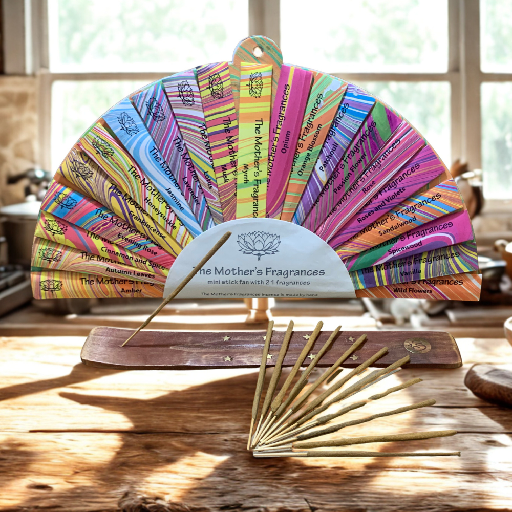 The Mother's Fragrances Incense GIFT SET: 4 mini sticks of 21 fragrances in fan