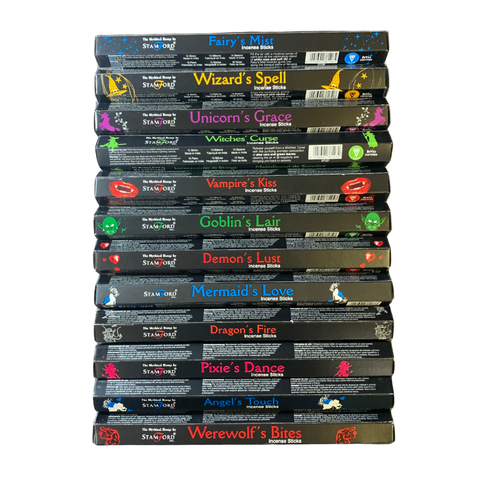 Stamford Mystical Variety Incense Set 12 Packs x 15 Sticks – Vegan & Natural