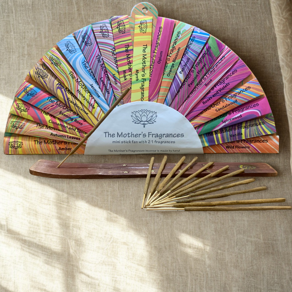 The Mother's Fragrances Incense GIFT SET: 4 mini sticks of 21 fragrances in fan