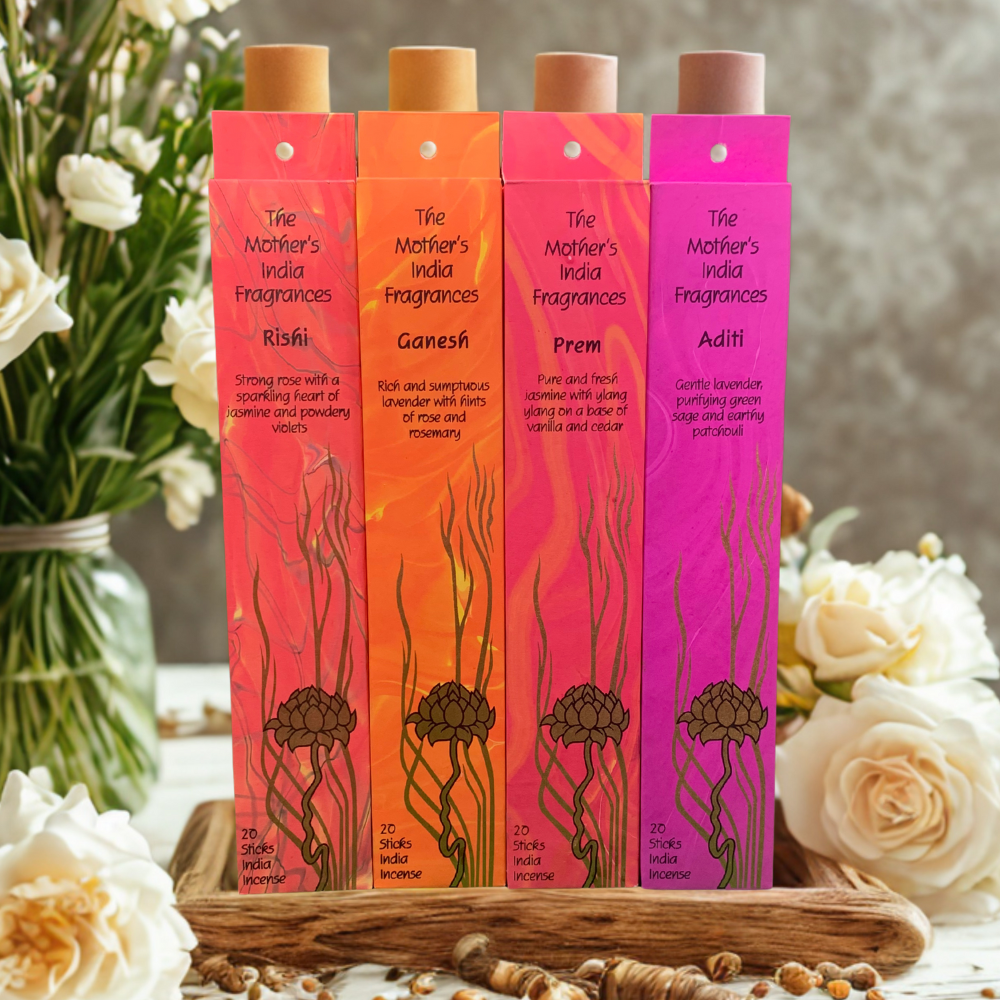 Mother India – Love & Harmony 4-Pack Incense Bundle (Aditi, Prem, Rishi, Ganesh)