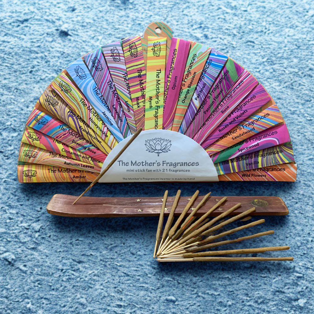 The Mother's Fragrances Incense GIFT SET: 4 mini sticks of 21 fragrances in fan