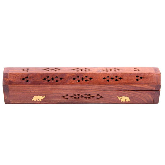 Sheesham Wood Incense Burner Box Elephant Ash Catcher Sticks Cones Holder