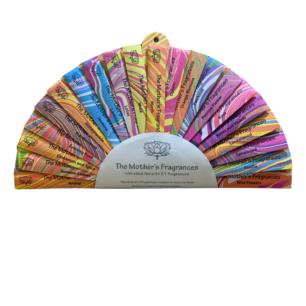 The Mother's Fragrances Incense GIFT SET: 4 mini sticks of 21 fragrances in fan