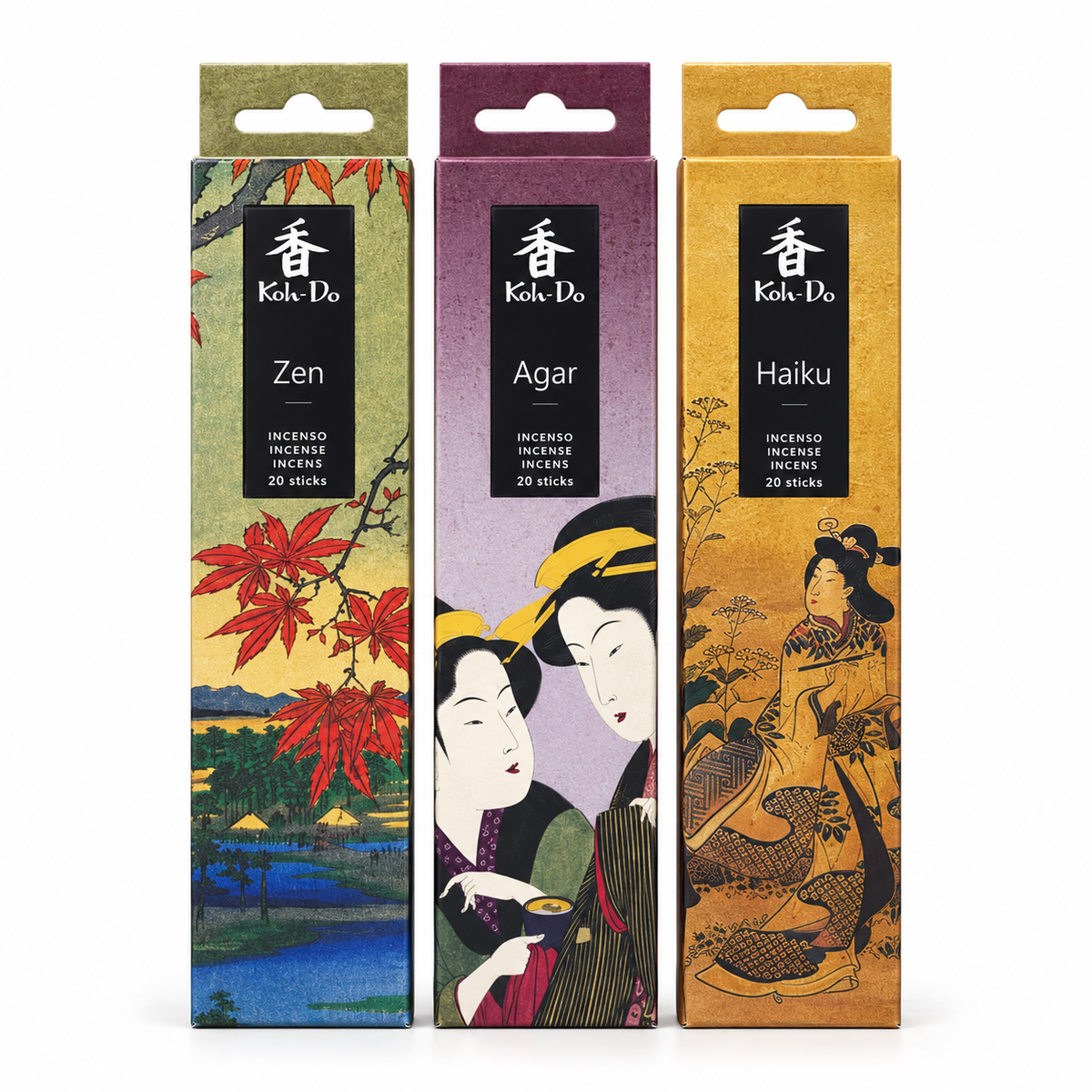 Koh-Do Deep Meditation Incense Set – 3 Packs (Haiku · Zen · Agar)