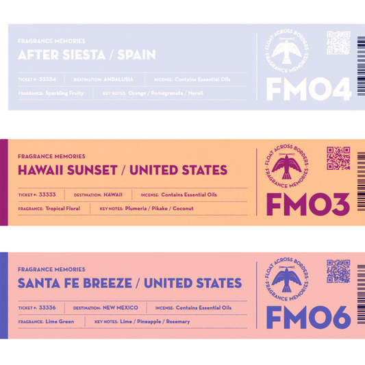 Fragrance Memories Incense Sunset & Warmth Set Hawaii Sunset, Santa Fe Breeze, After Siesta