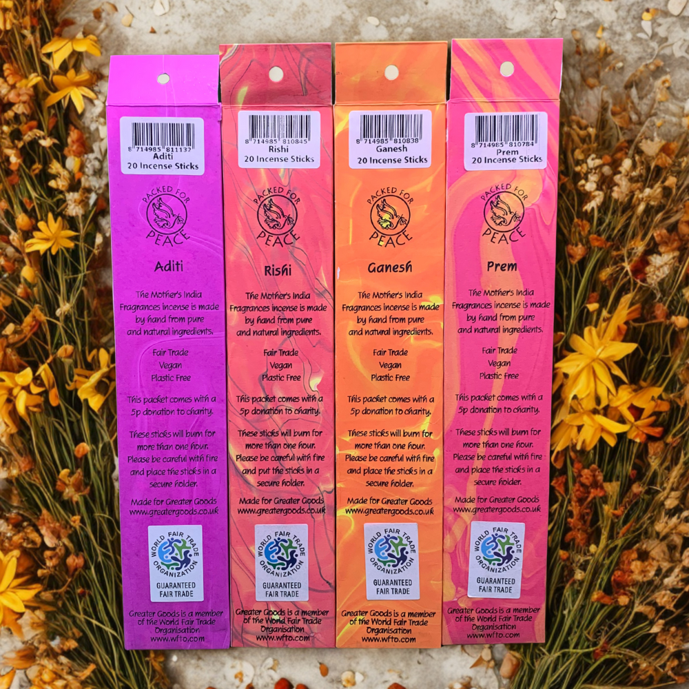 Mother India – Love & Harmony 4-Pack Incense Bundle (Aditi, Prem, Rishi, Ganesh)