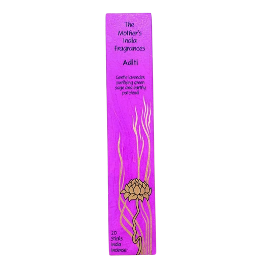 Mother's India Aditi Incense - Lavender, Sage & Patchouli Blend (20 Sticks) Fair Trade