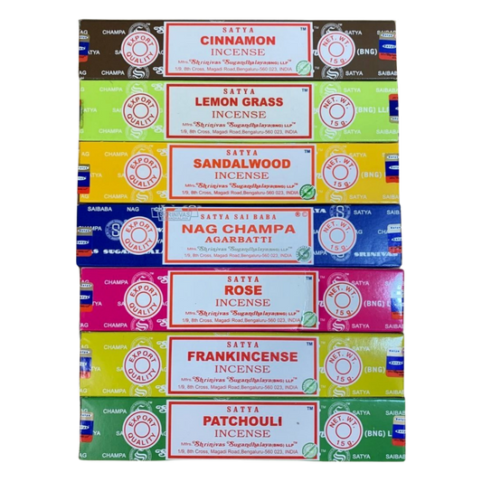 Satya Earth & Sky Incense - Elemental Balance Pack | Patchouli, Lemongrass, Cinnamon, Lotus, Sandalwood | Five Elements Harmony