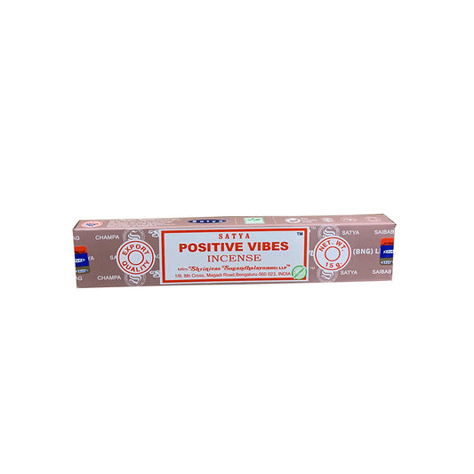 Satya Positive Vibes Incense Sticks – uplifting floral–herbal scent for positivity, creativity, and relaxation – 15g hand-rolled box
