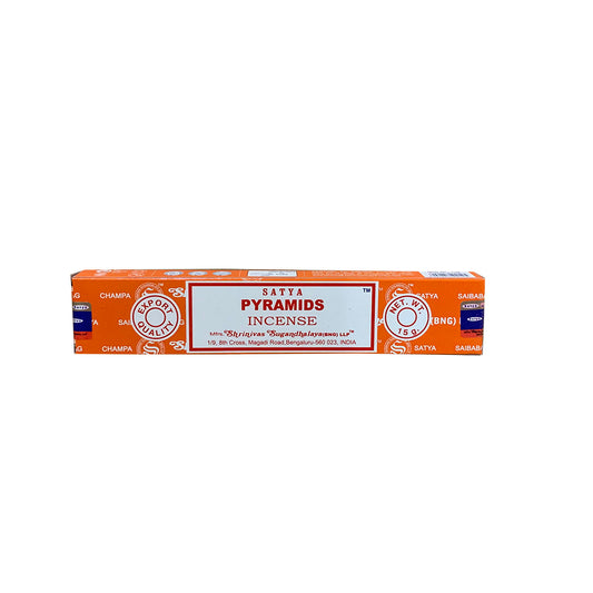 Box of Satya Pyramids Incense on a white background