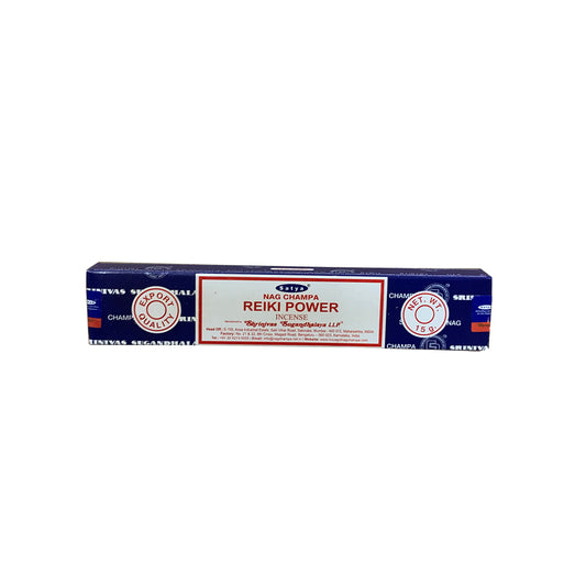 Box of Nag Champa Reiki Power incense on a white background