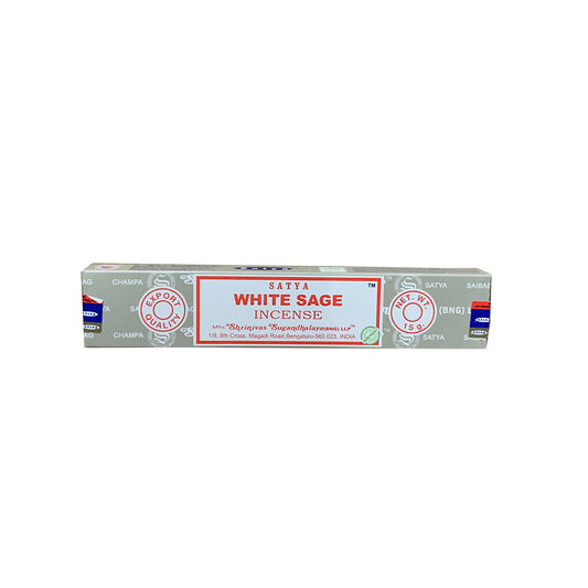 Box of Satya White Sage Incense on a white background