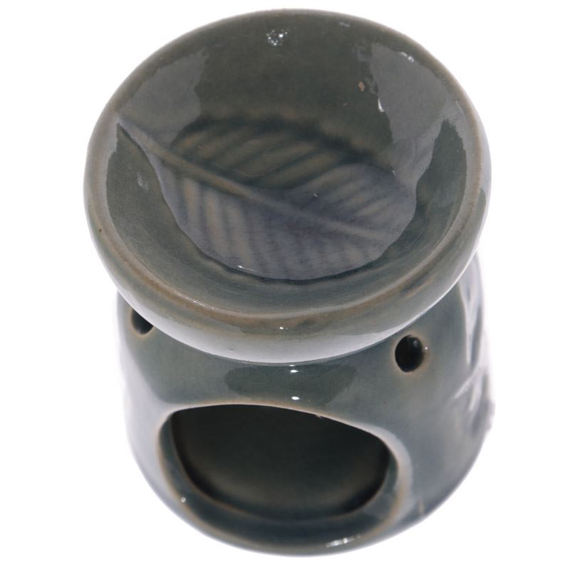 EcoIncense Mini Ceramic Oil Burner Leaf Design White OB247 7cm Relaxing Gift
