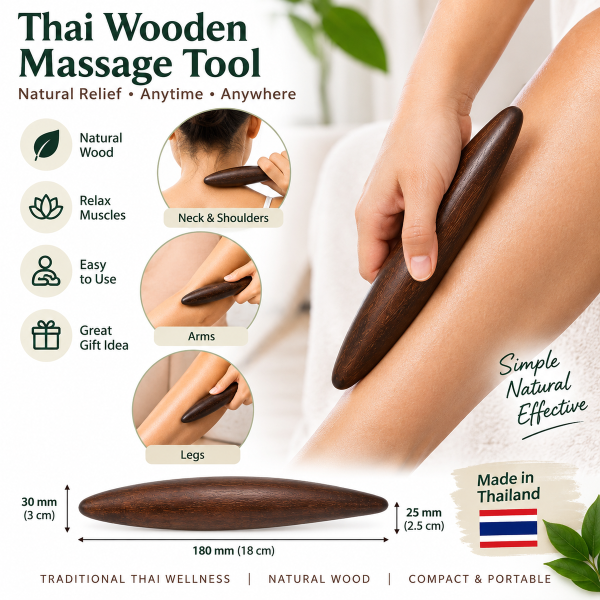 Wooden  Massage Long Spoon