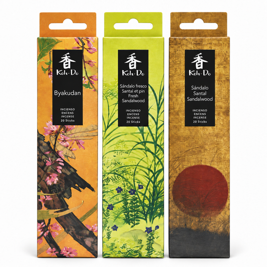 Koh-Do Sandalwood Serenity Incense Set – 3 Packs (Byakudan · Sandalwood · Fresh Sandalwood)
