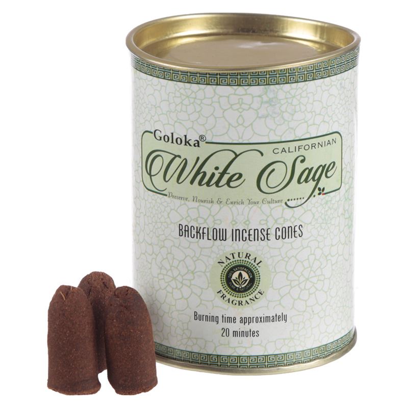 EcoIncense Goloka Backflow White Sage Incense Cones INC500 Cleansing